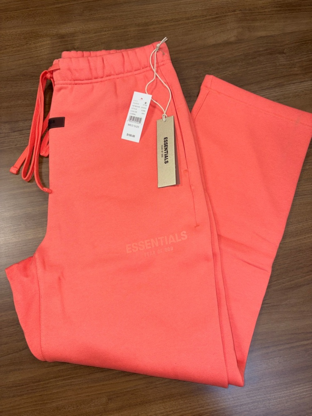 ESSENTIALS Coral-Red Fleece Joggers